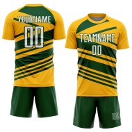 Aangepast goud-wit-groen sublimatie voetbaltenue-shirt