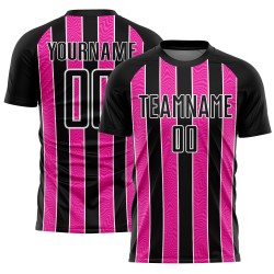 Aangepast zwart roze-wit gesublimeerd voetbaltenue-shirt