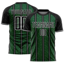 Aangepast zwart-groen-wit gesublimeerd voetbaltenue-shirt