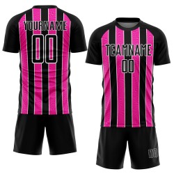 Aangepast zwart roze-wit gesublimeerd voetbaltenue-shirt