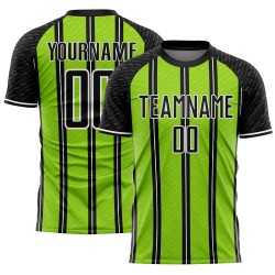 Aangepast zwart neon groen-wit gesublimeerd voetbaltenue-shirt
