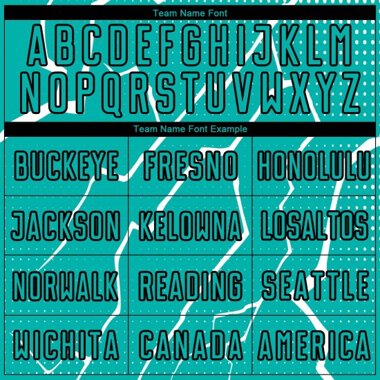 Aangepast Aqua Zwart-Wit Bliksem Sublimatie Voetbaltenue Jersey Aangepast Aqua Zwart-Wit Bliksem Sublimatie Voetbaltenue Jersey
