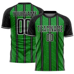Aangepast zwart grasgroen-wit gesublimeerd voetbaltenue-shirt